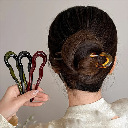 U-Shaped Tortoiseshell Hair Fork