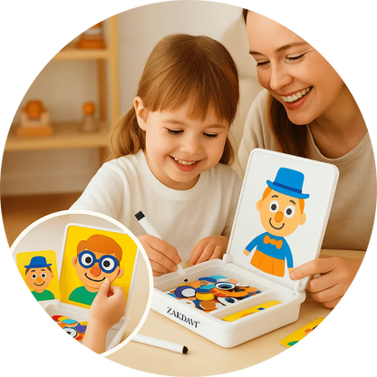 ZAKDAVI™ Montessori Magnetic Expression Blocks - STEM Logic & Emotional EQ Puzzle (Travel Ready)