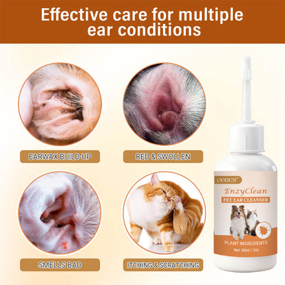 ODEIUN™ EnzyClean Pet Ear Cleaner 🐶🐱 Enzymatic Ear Care for Fast Itch and Odor Relief