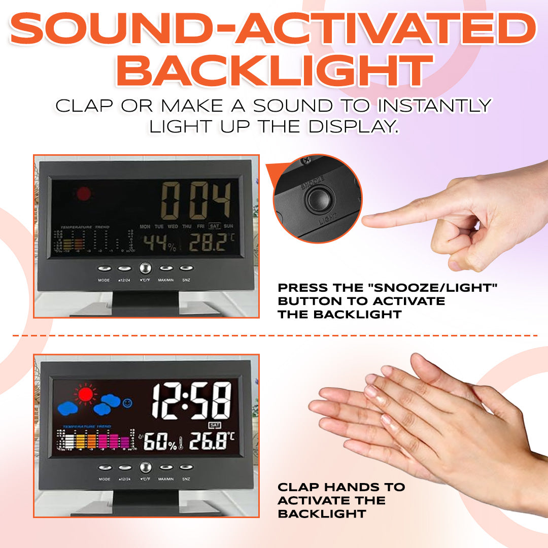 🔥Digital LED Temperature Humidity Monitor Weather Forecast LED Table Alarm Clock