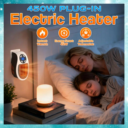 🔥450W Plug-in Electric Heater with Adjustable Thermostat🌡️Heating Your Home🏠