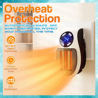 🔥450W Plug-in Electric Heater with Adjustable Thermostat🌡️Heating Your Home🏠