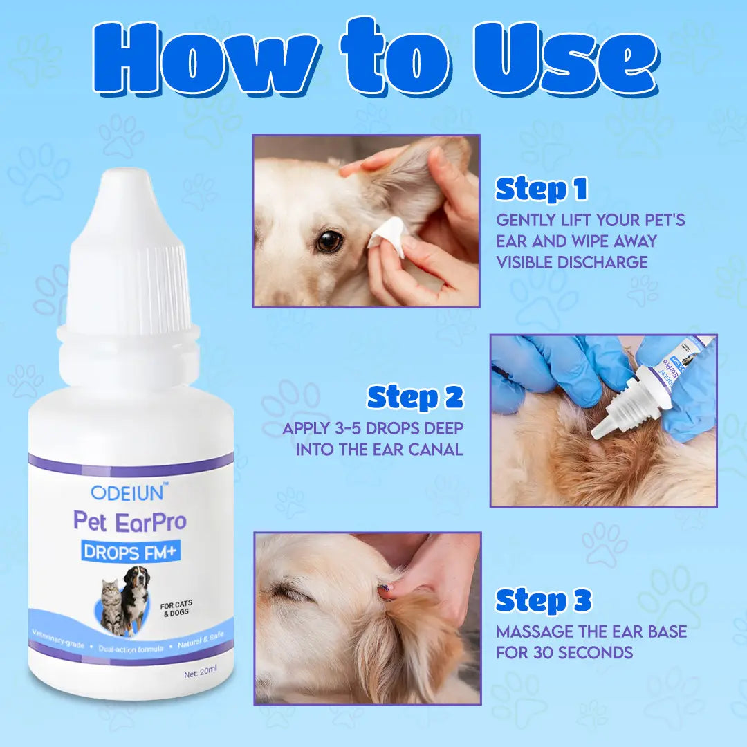 🩺 ODEIUN® Pet EarPro Drops FM+ | Vet-Grade Treatment for Mites, Yeast & Bacteria