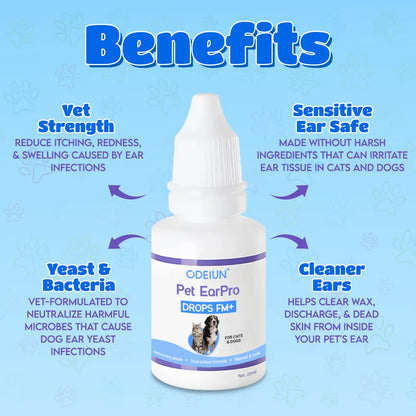 🩺 ODEIUN® Pet EarPro Drops FM+ | Vet-Grade Treatment for Mites, Yeast & Bacteria