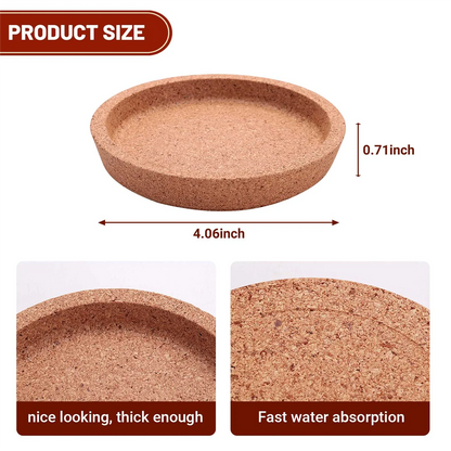 6-Pack Absorbent Cork Coasters - 4 Inch
