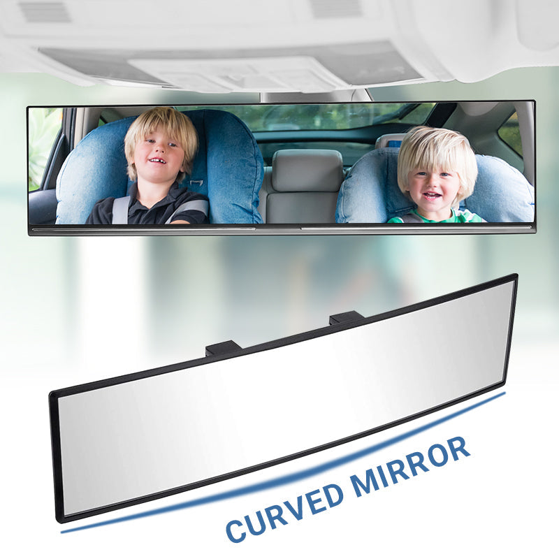 🚗👁️ Wide Curved Car Rearview Mirror – Universal Fit, Easy Install & Expanded Vision for Safer Driving