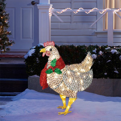 Light-Up Chicken with Scarf Holiday Decoration