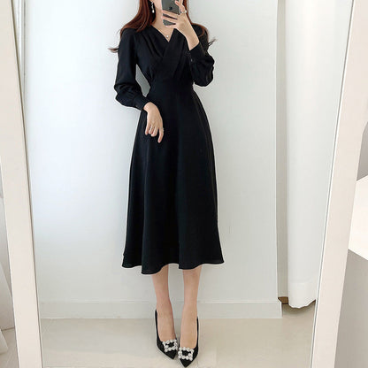 Elegant Light And Familiar V-neck Waist Puff Sleeve Dress