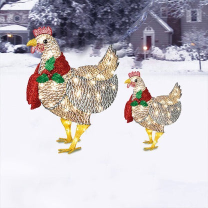 Light-Up Chicken with Scarf Holiday Decoration