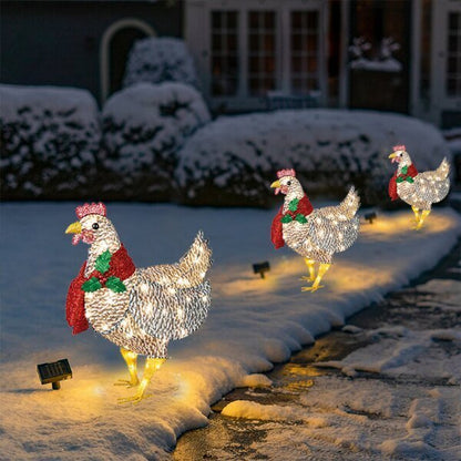 Light-Up Chicken with Scarf Holiday Decoration