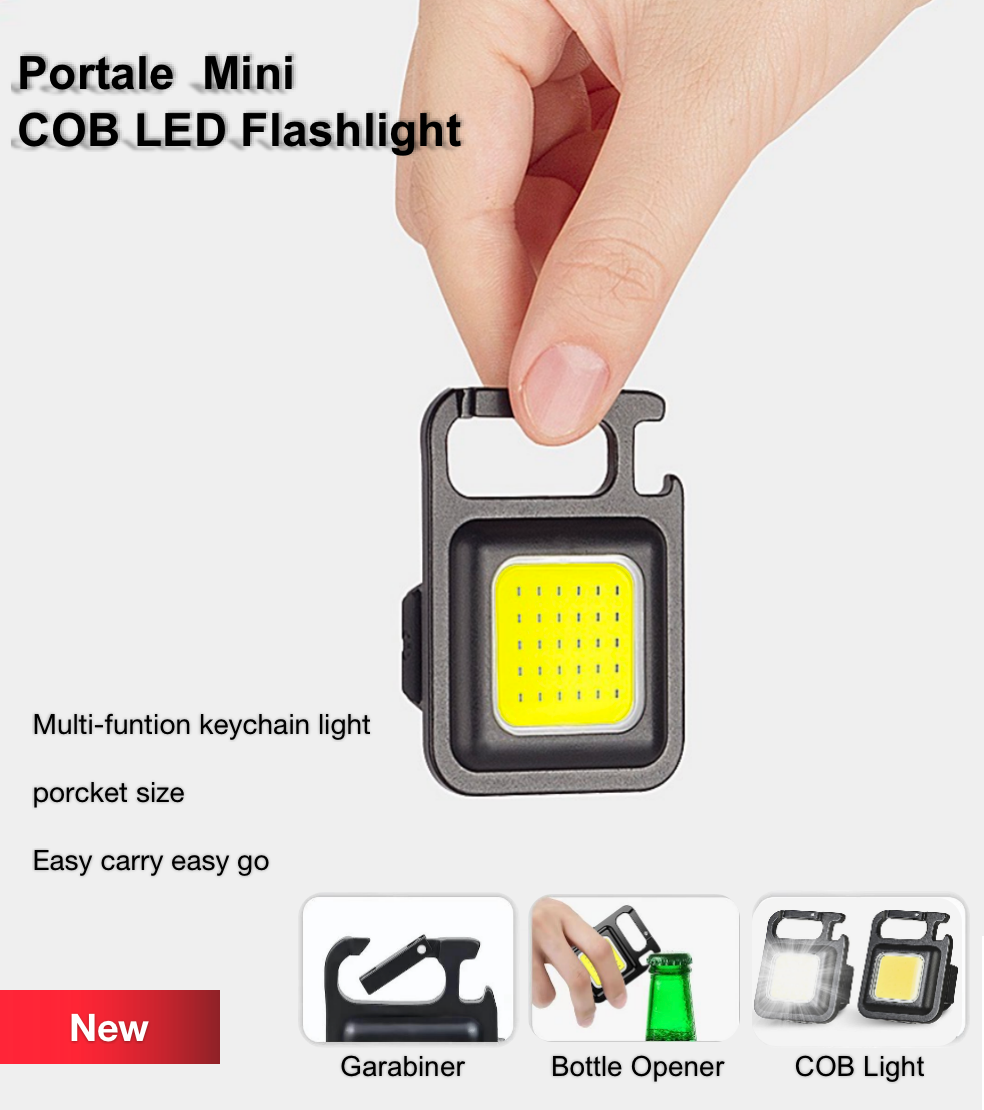 Seurico™ Portable Flashlight Keychain Mini LED Light Glare COB USB Charging